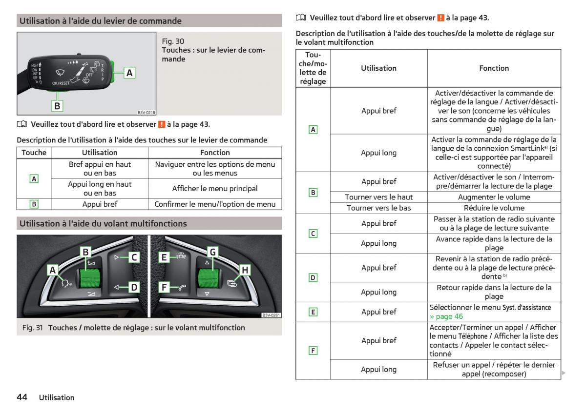 Skoda Rapid manuel du proprietaire / page 46