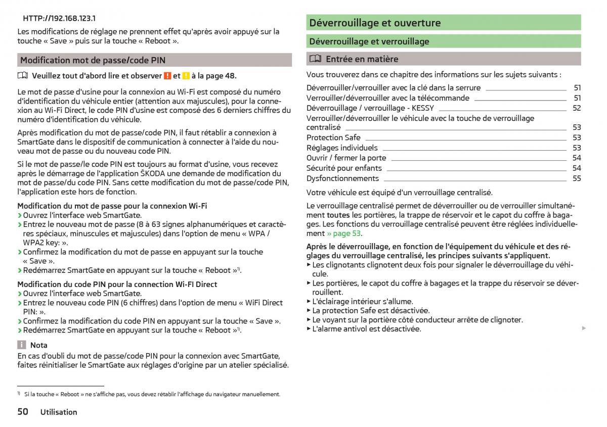 Skoda Rapid manuel du proprietaire / page 52