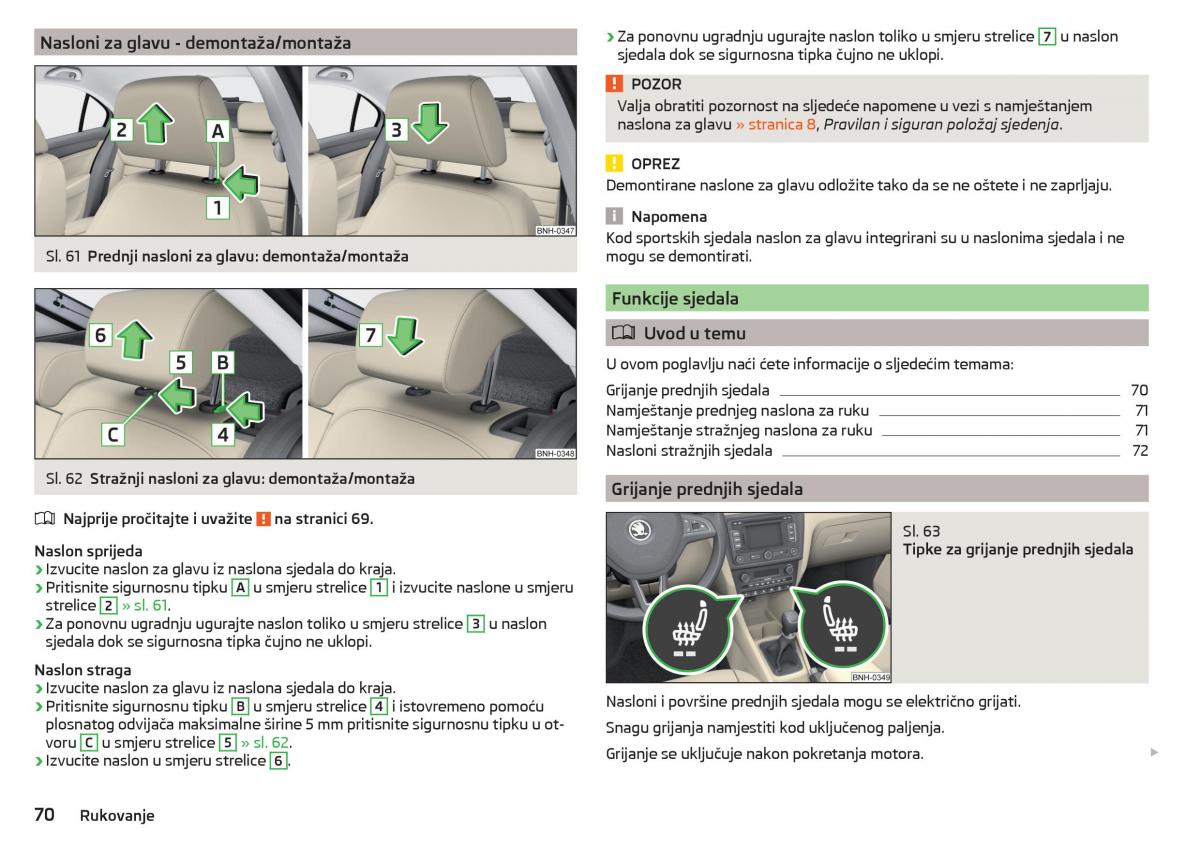 Skoda Rapid vlasnicko uputstvo / page 72