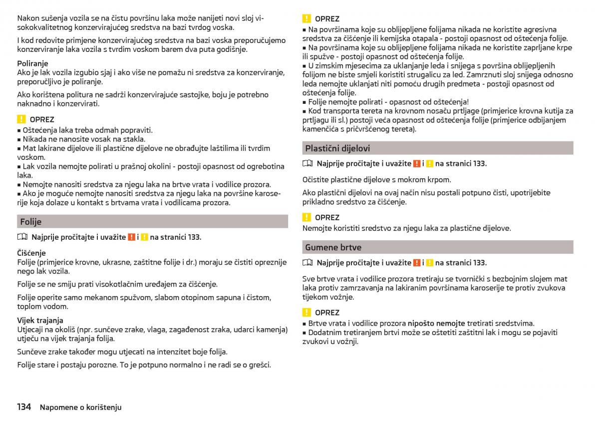 Skoda Rapid vlasnicko uputstvo / page 136