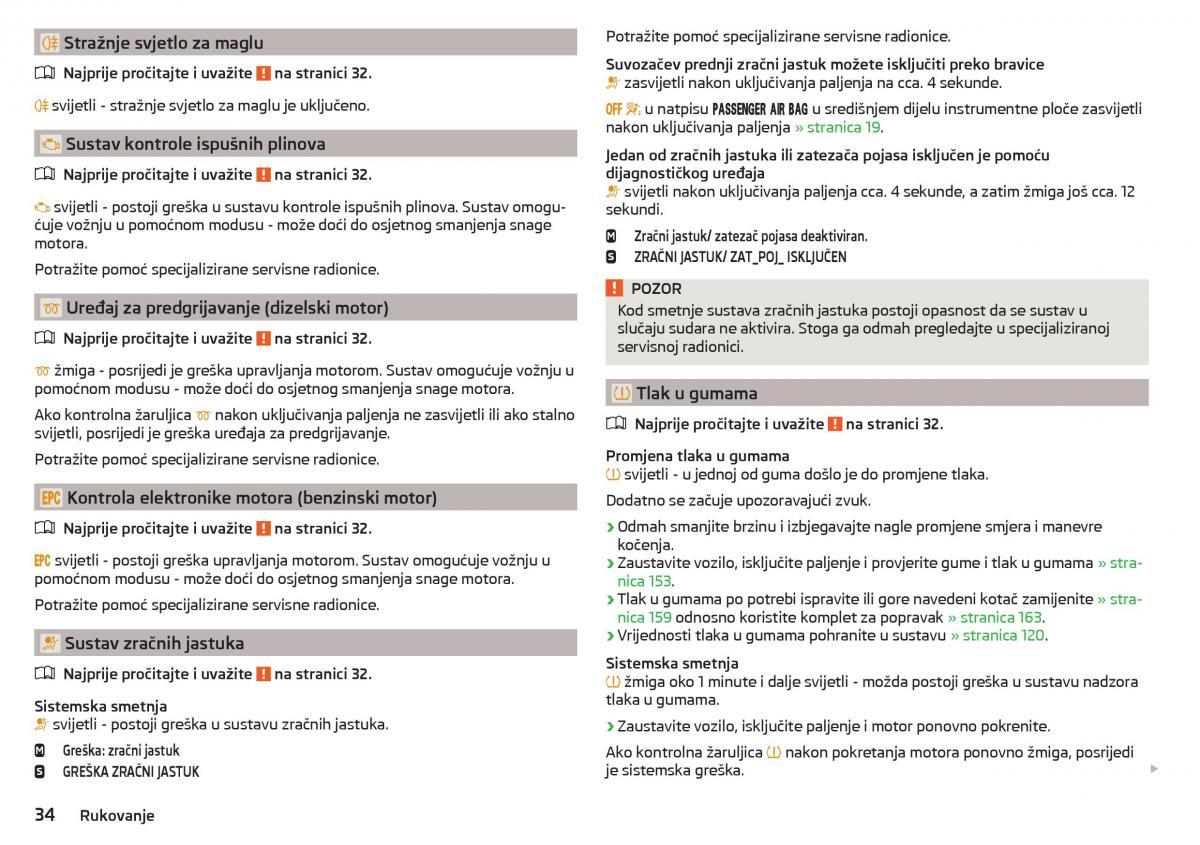 Skoda Rapid vlasnicko uputstvo / page 36