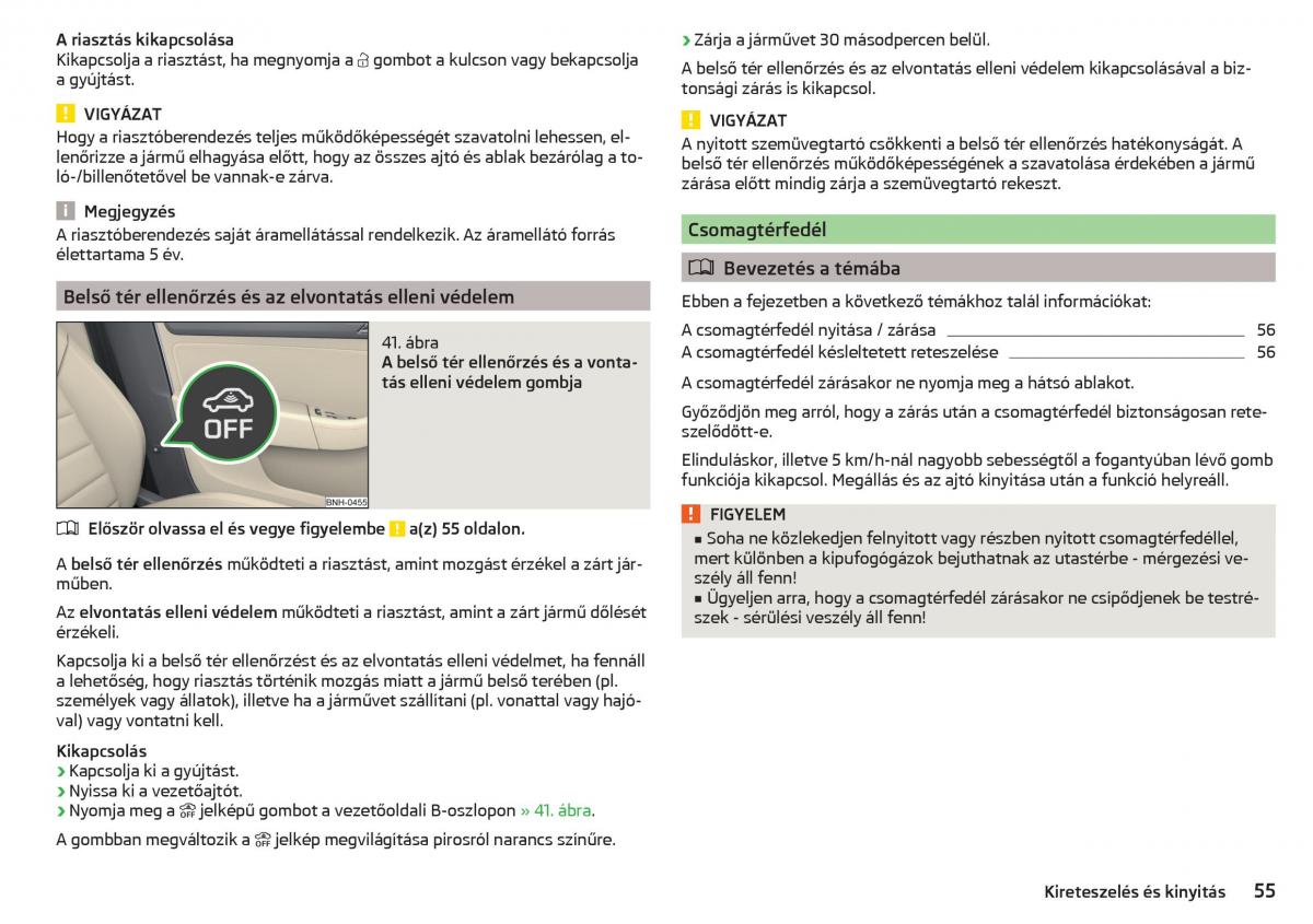 Skoda Rapid Kezelesi utmutato / page 57