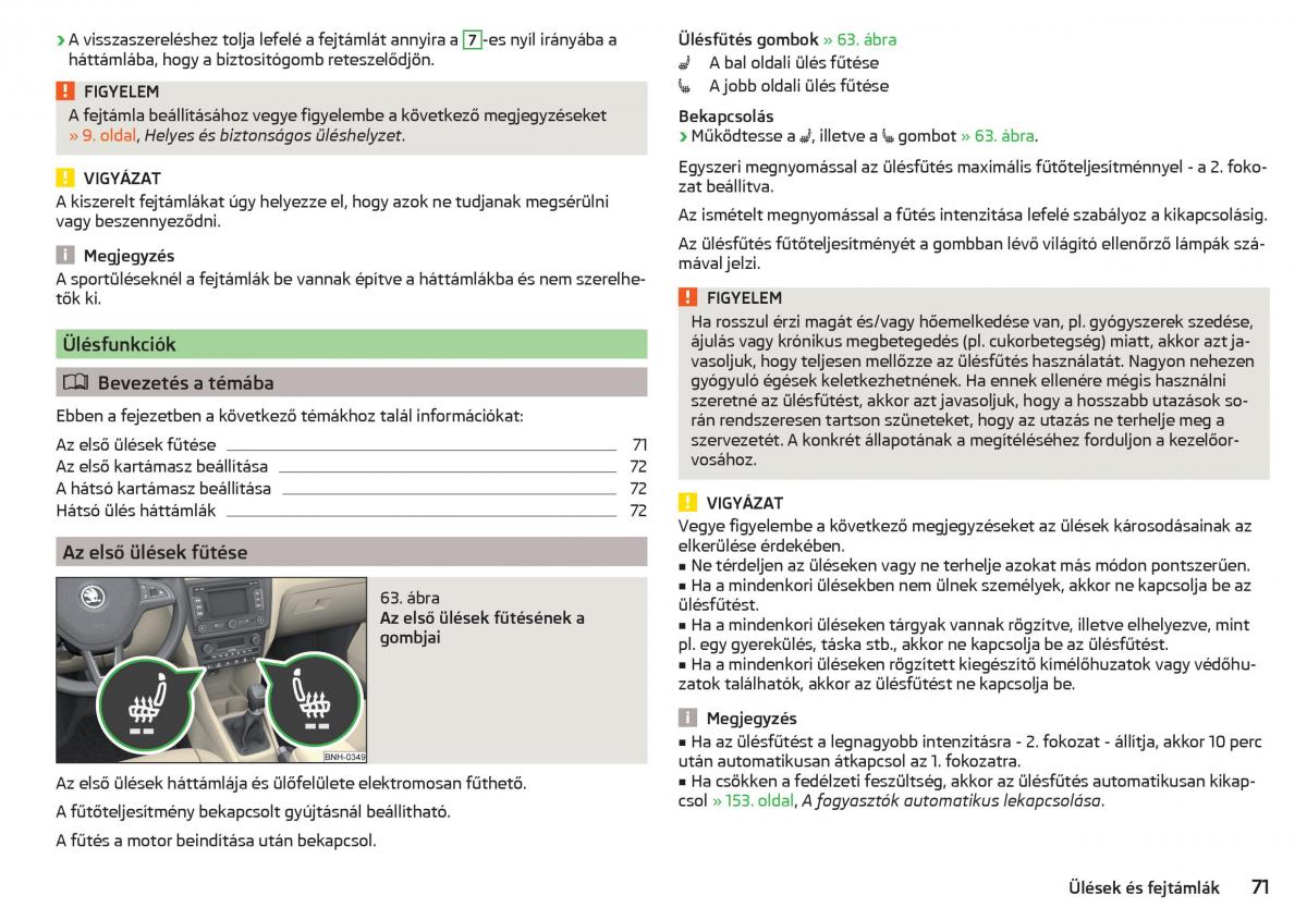 Skoda Rapid Kezelesi utmutato / page 73