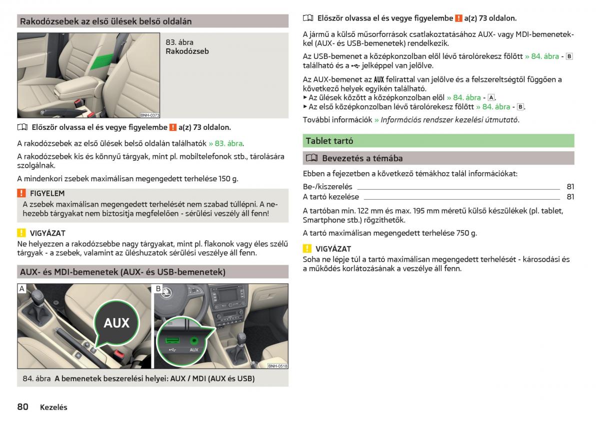 Skoda Rapid Kezelesi utmutato / page 82