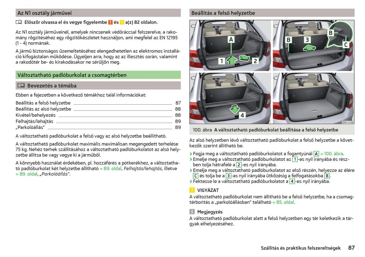 Skoda Rapid Kezelesi utmutato / page 89