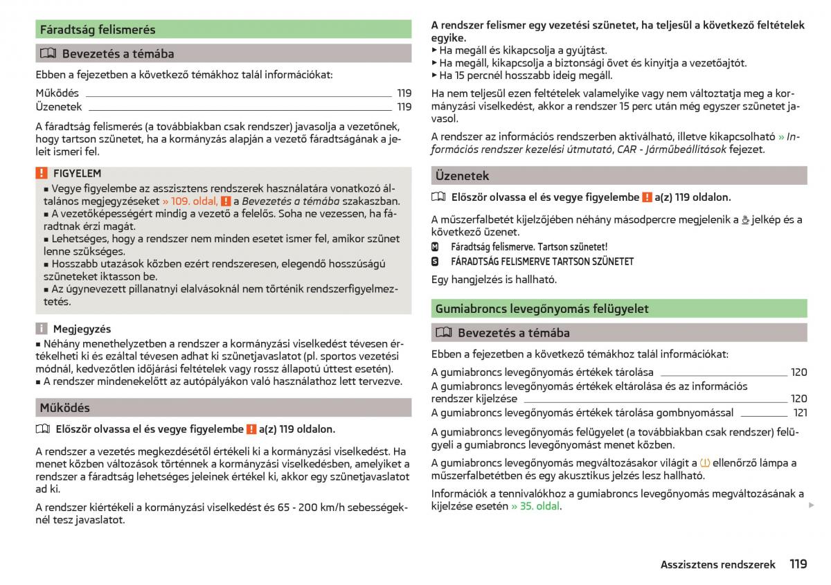 Skoda Rapid Kezelesi utmutato / page 121