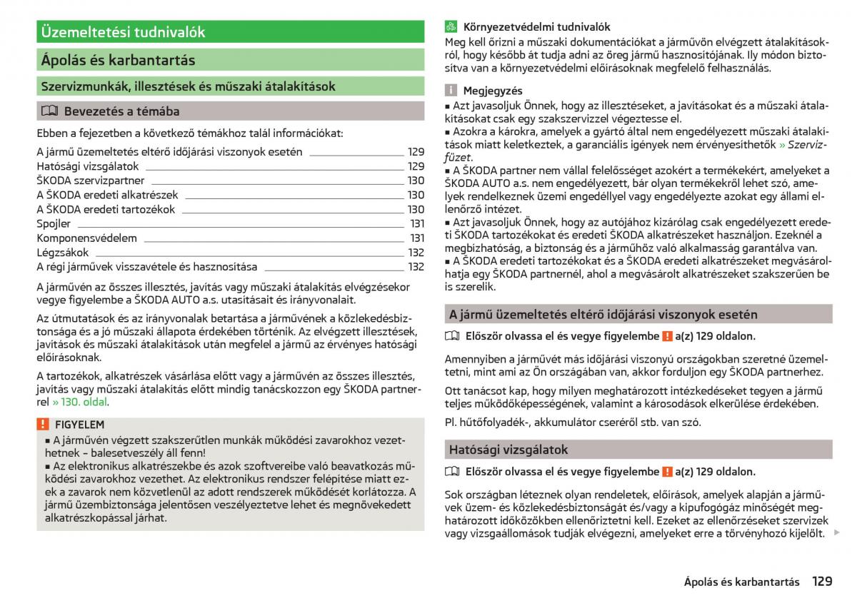 Skoda Rapid Kezelesi utmutato / page 131