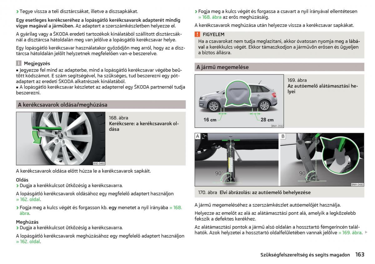 Skoda Rapid Kezelesi utmutato / page 165