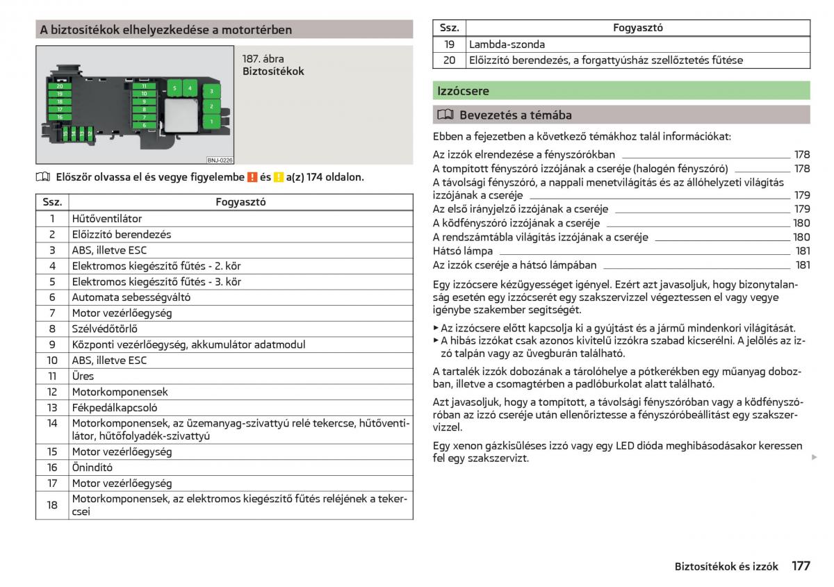 Skoda Rapid Kezelesi utmutato / page 179