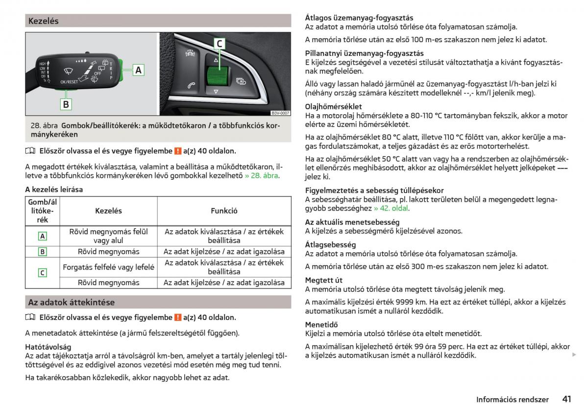 Skoda Rapid Kezelesi utmutato / page 43