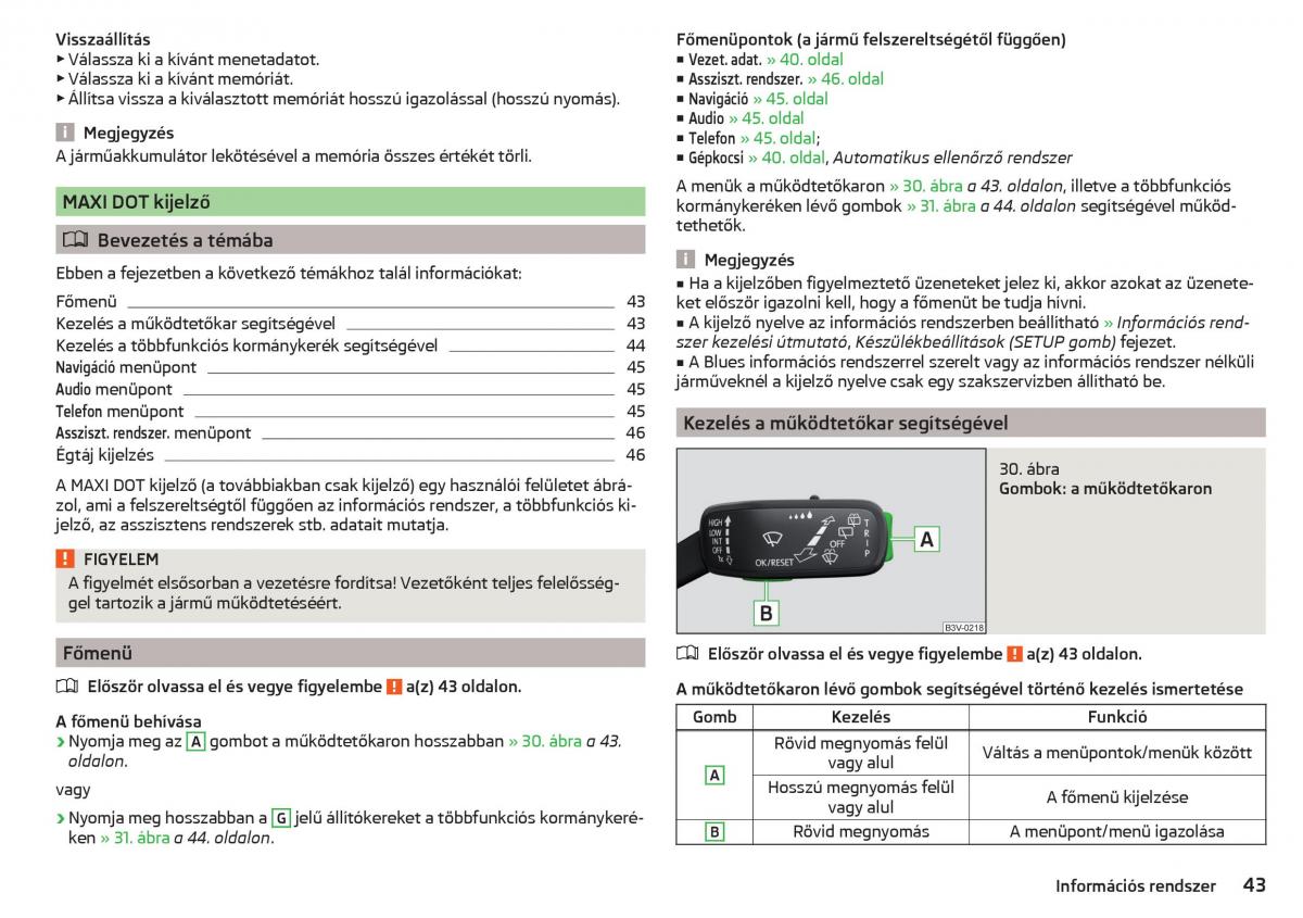 Skoda Rapid Kezelesi utmutato / page 45