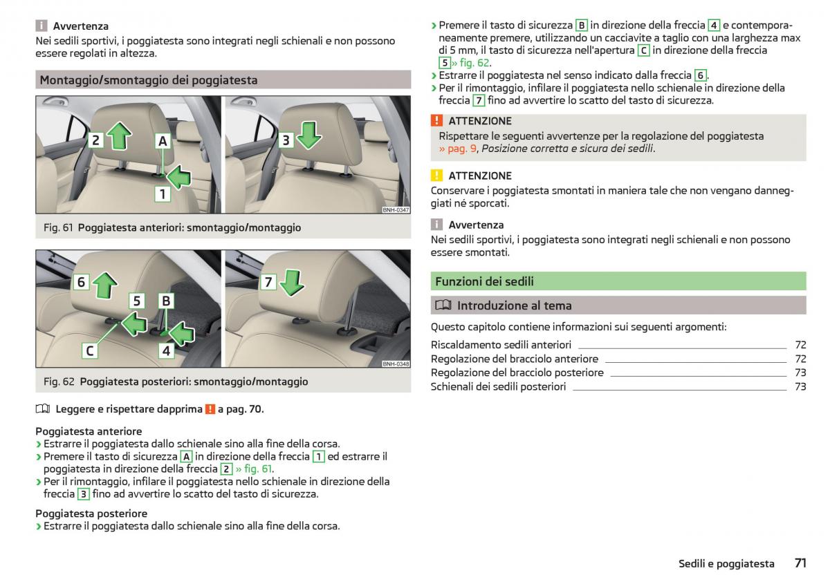 Skoda Rapid manuale del proprietario / page 73