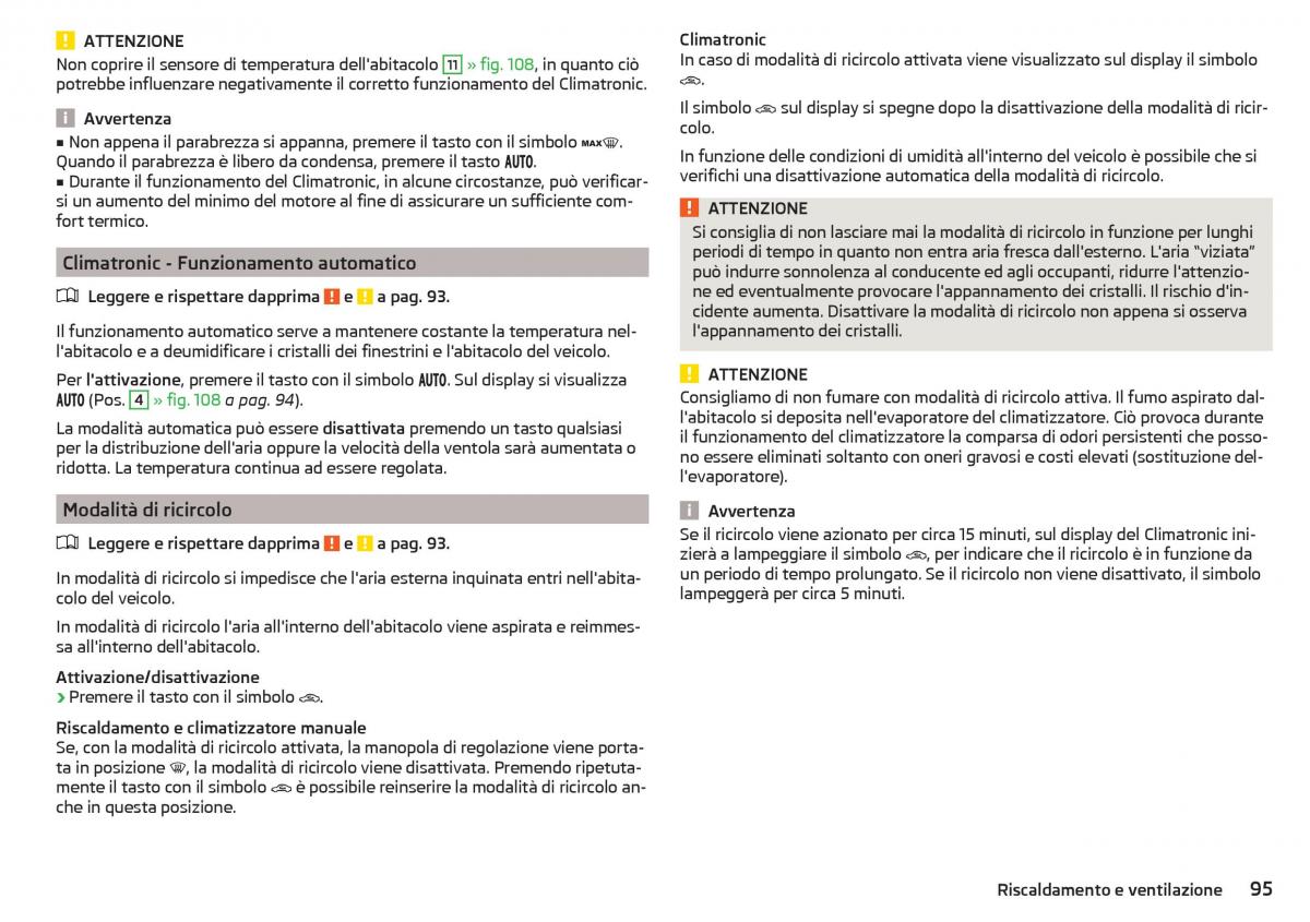 Skoda Rapid manuale del proprietario / page 97