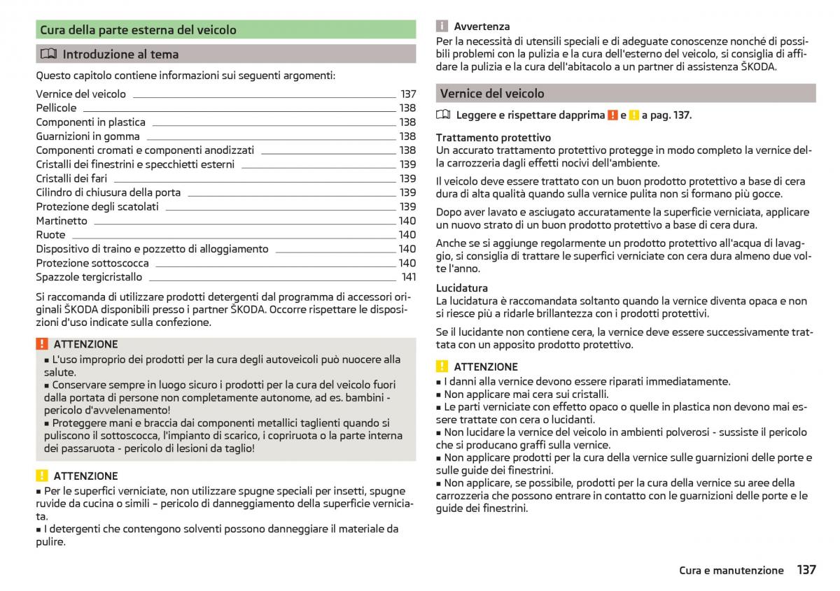 Skoda Rapid manuale del proprietario / page 139