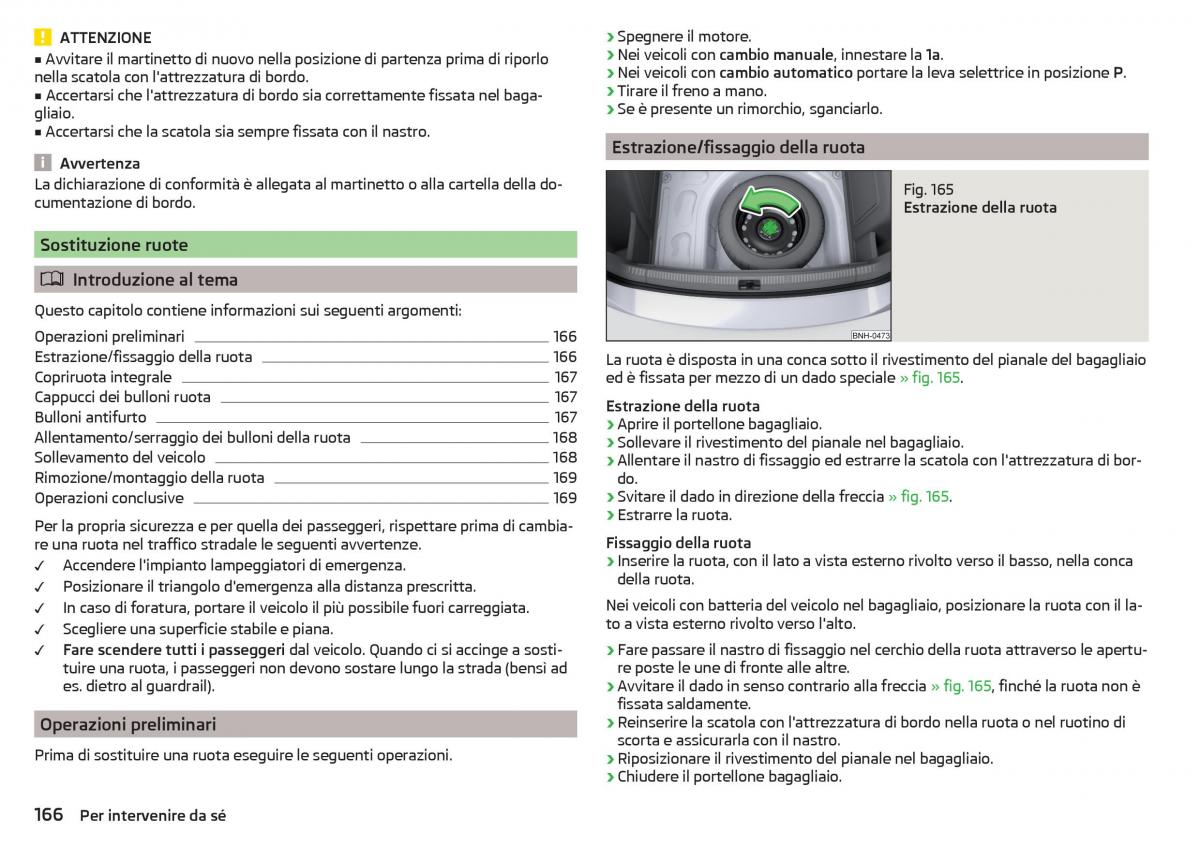 Skoda Rapid manuale del proprietario / page 168