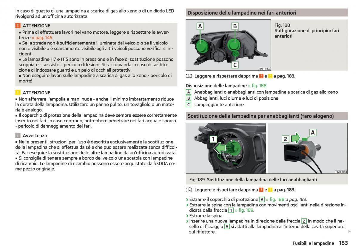 Skoda Rapid manuale del proprietario / page 185