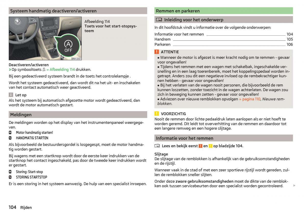 Skoda Rapid handleiding / page 106