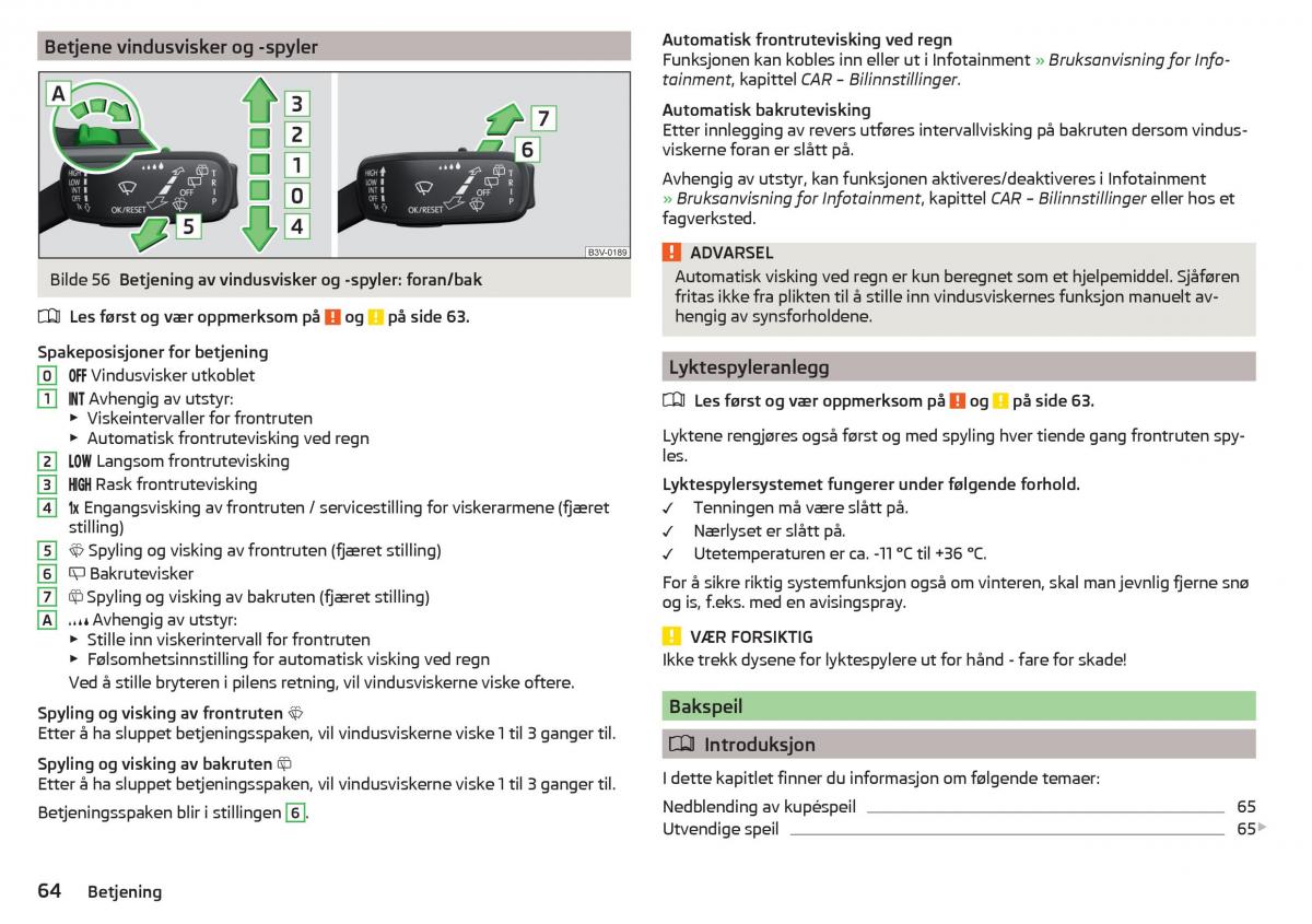 Skoda Rapid bruksanvisningen / page 66