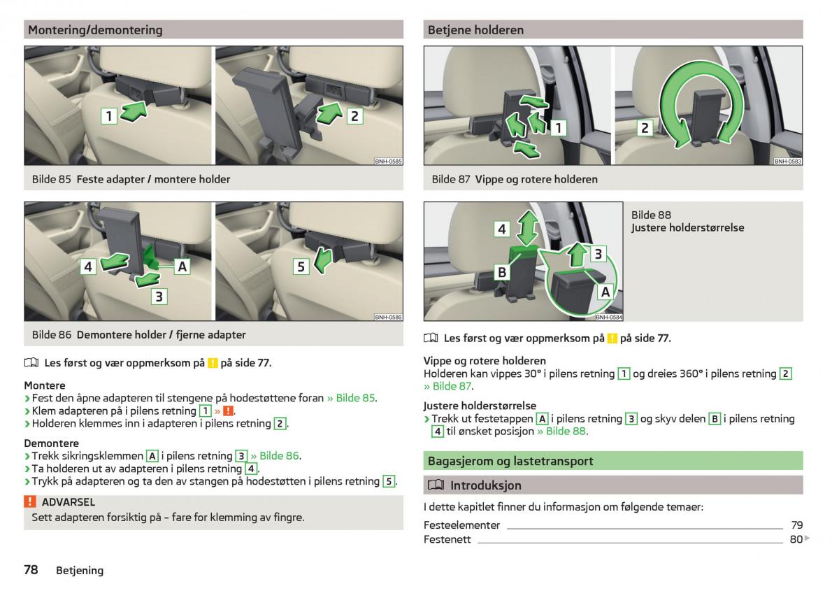 Skoda Rapid bruksanvisningen / page 80