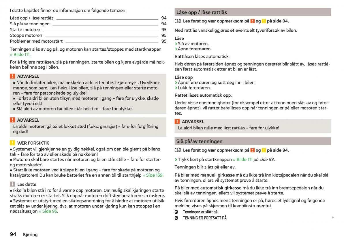 Skoda Rapid bruksanvisningen / page 96