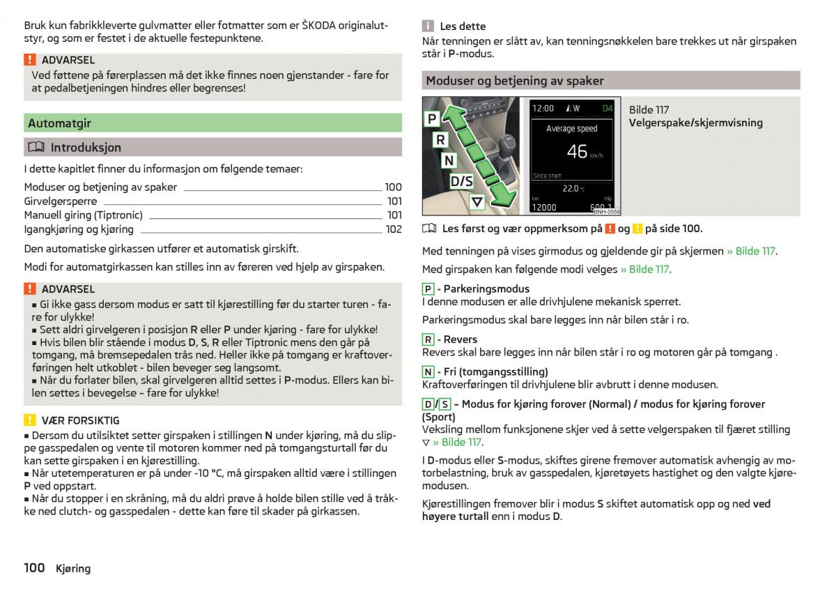 Skoda Rapid bruksanvisningen / page 102