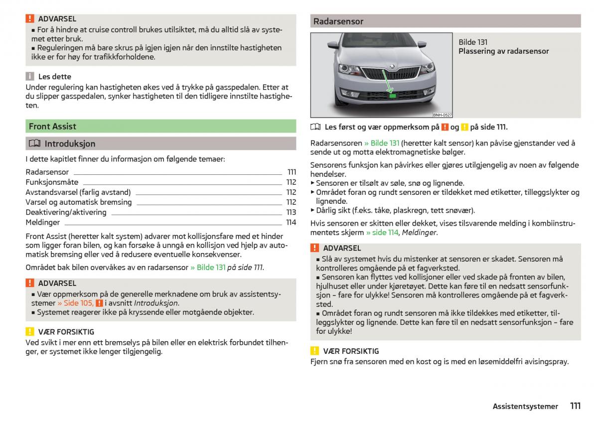 Skoda Rapid bruksanvisningen / page 113