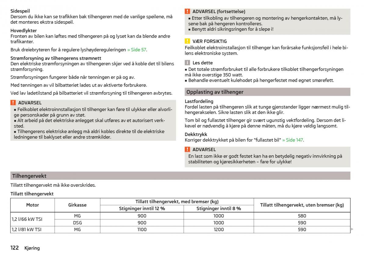 Skoda Rapid bruksanvisningen / page 124