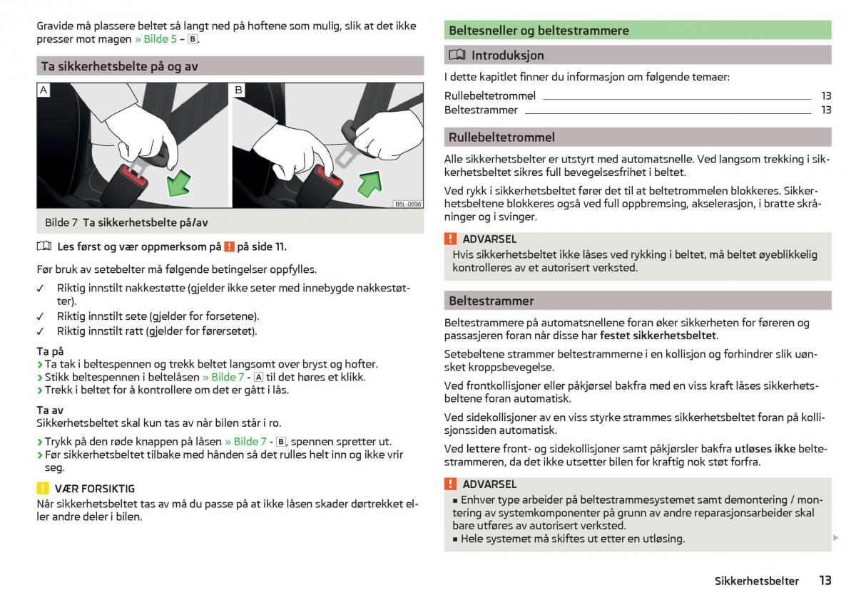 Skoda Rapid bruksanvisningen / page 15