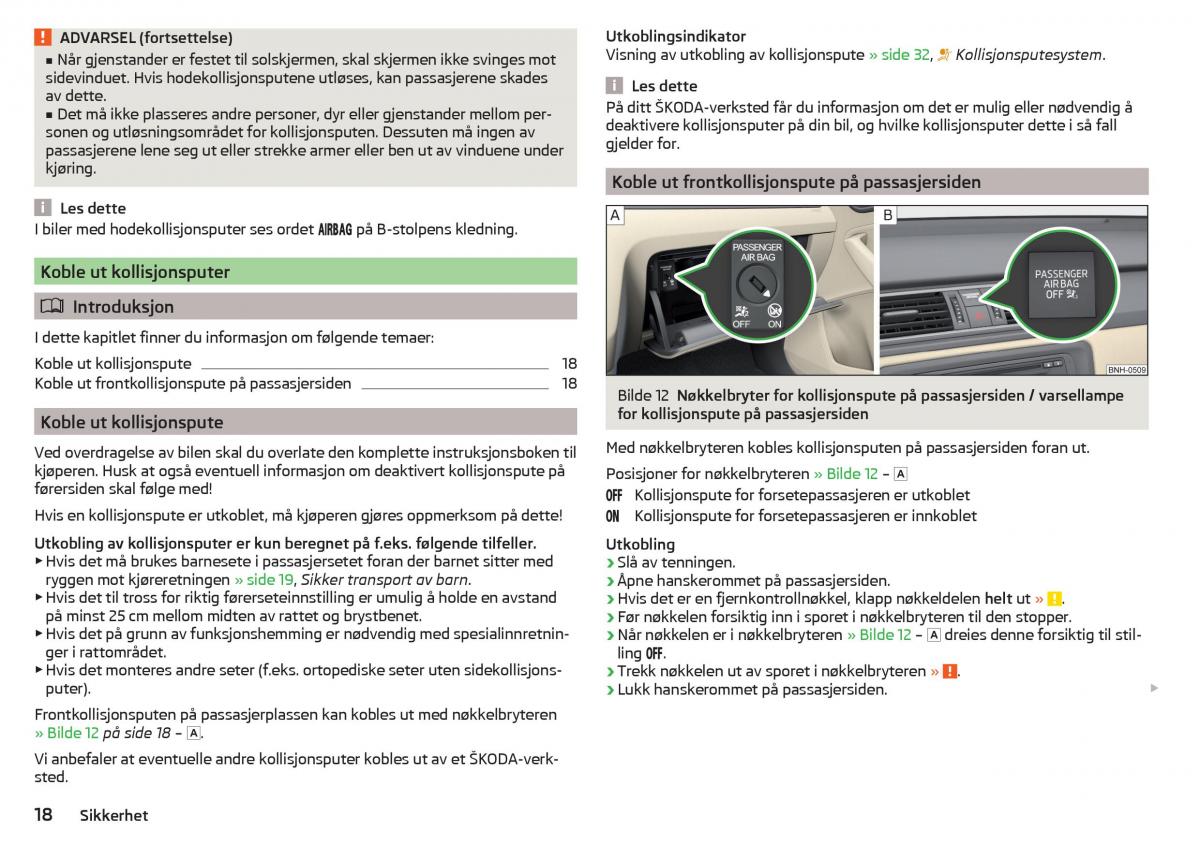 Skoda Rapid bruksanvisningen / page 20