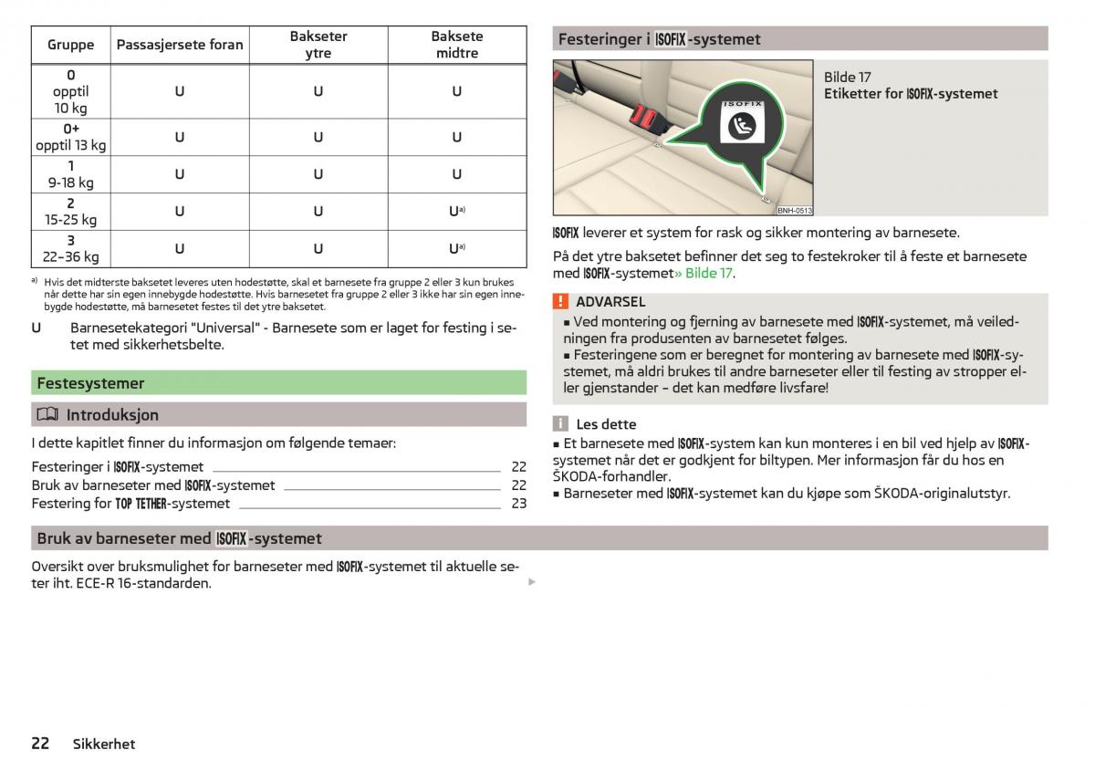 Skoda Rapid bruksanvisningen / page 24