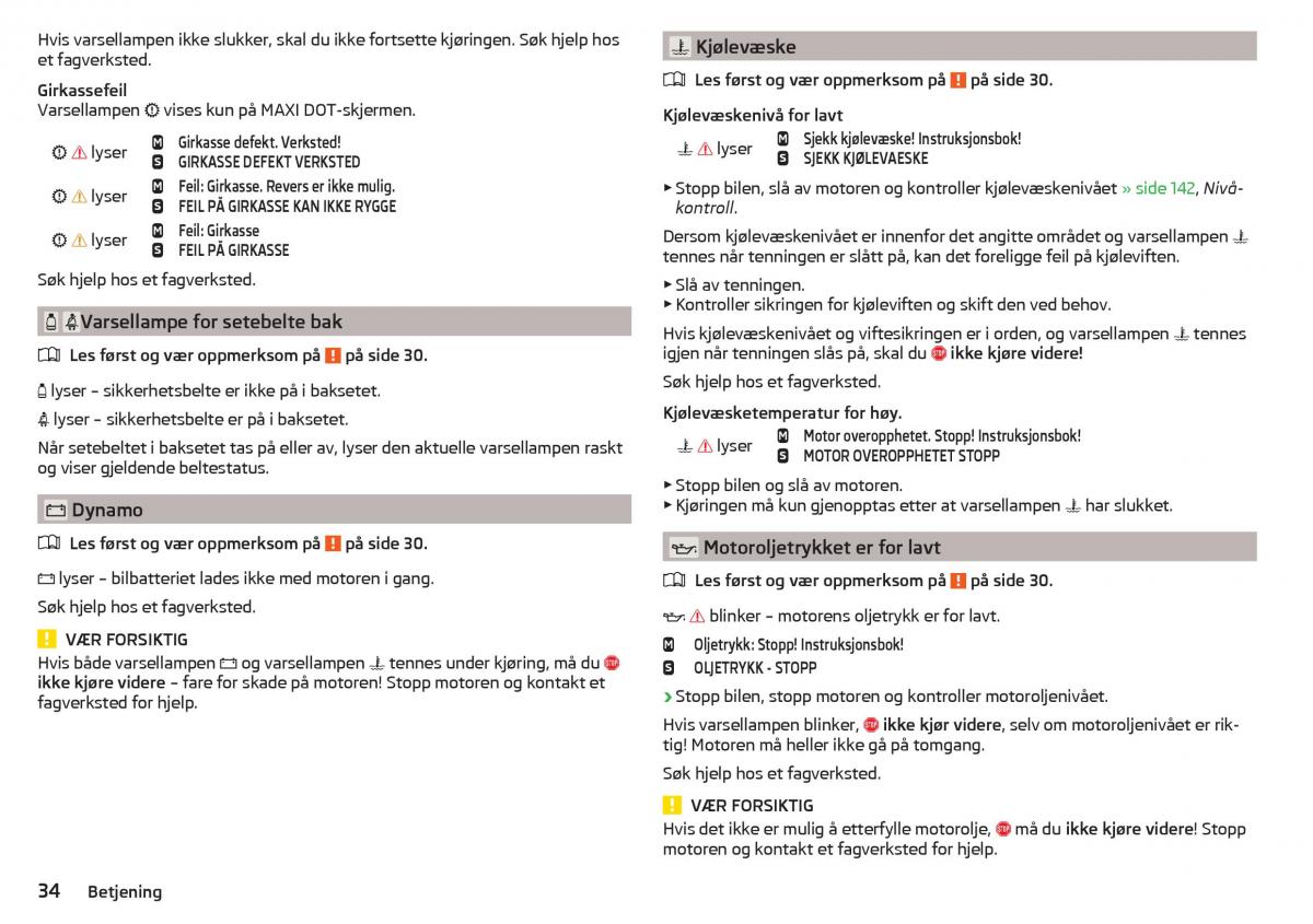 Skoda Rapid bruksanvisningen / page 36