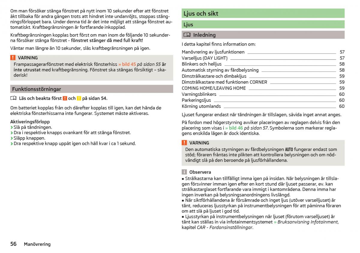 Skoda Rapid instruktionsbok / page 58