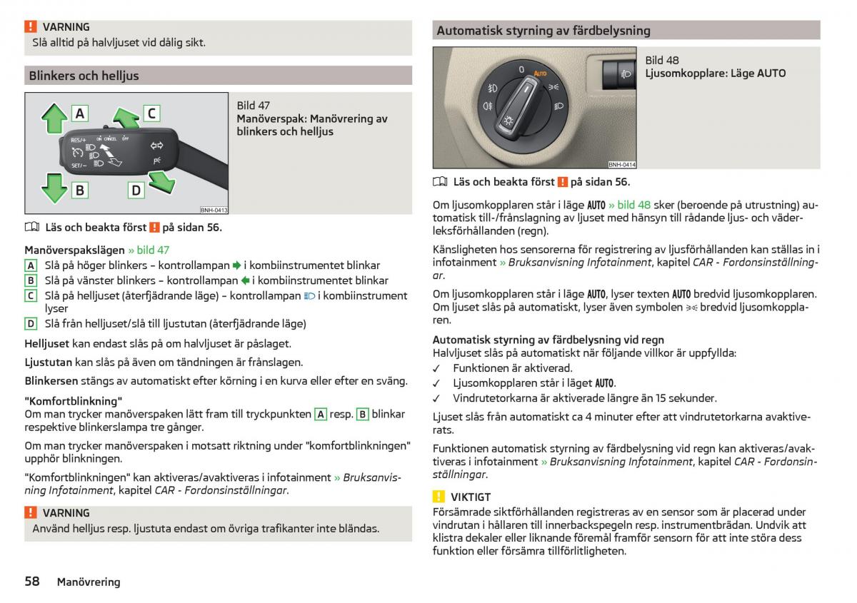 Skoda Rapid instruktionsbok / page 60