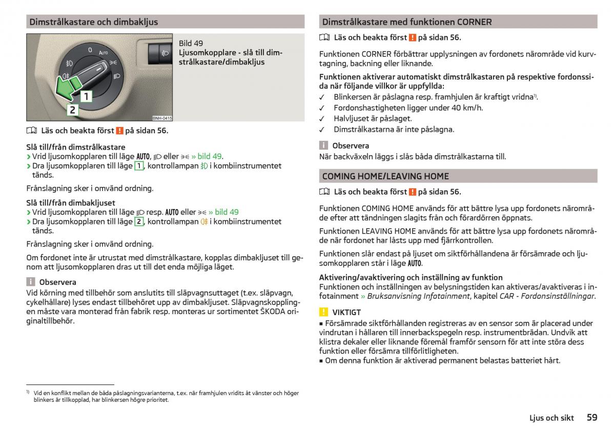 Skoda Rapid instruktionsbok / page 61