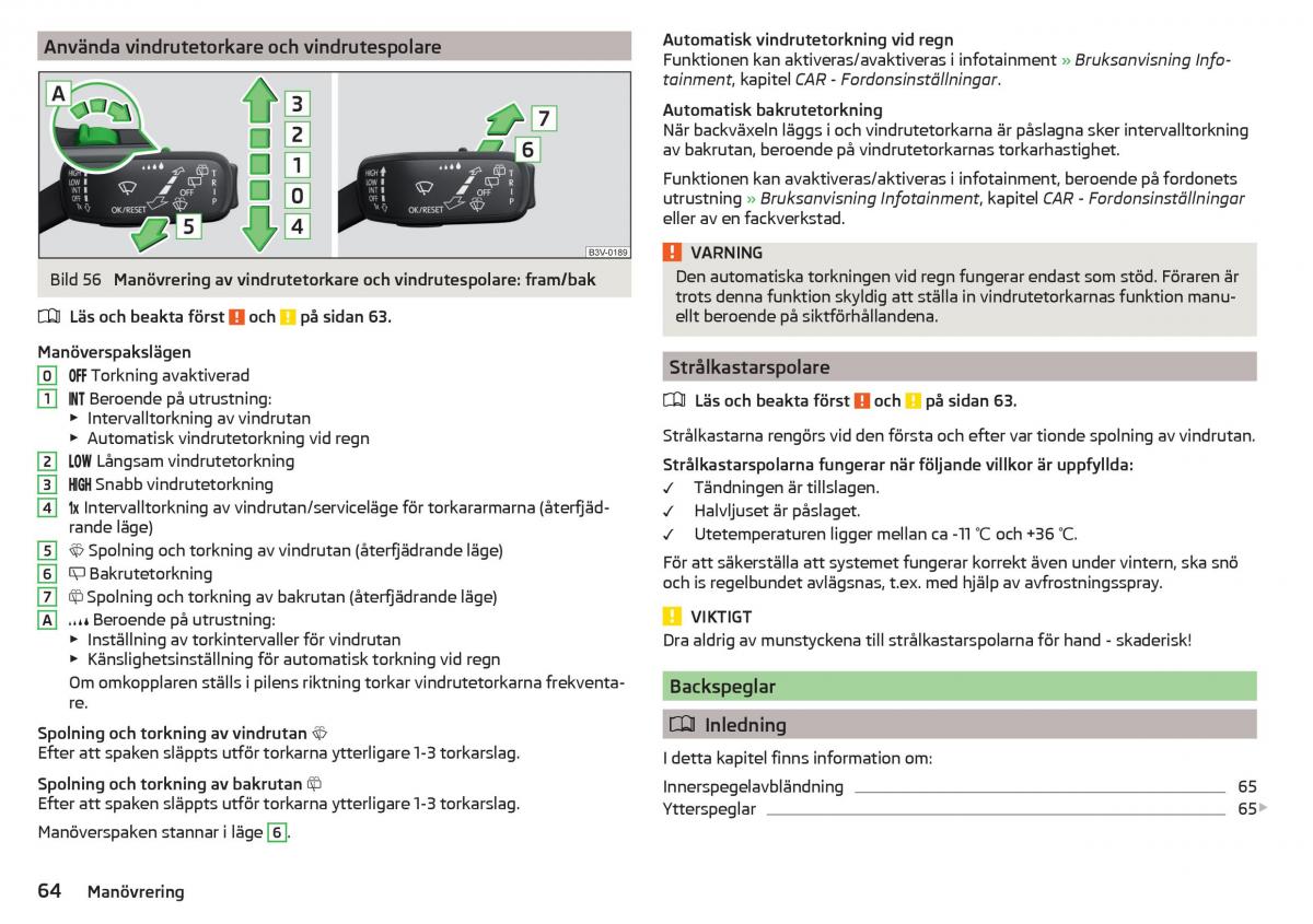 Skoda Rapid instruktionsbok / page 66