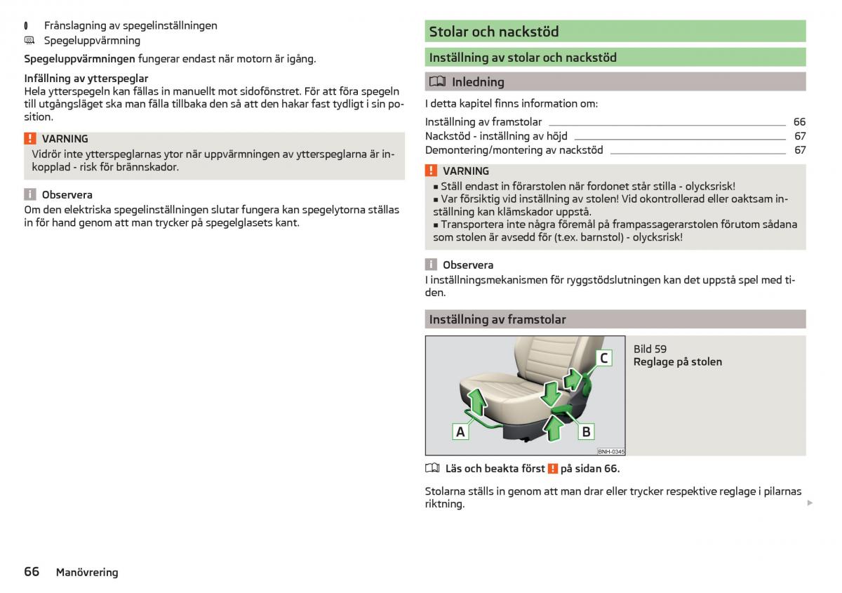 Skoda Rapid instruktionsbok / page 68