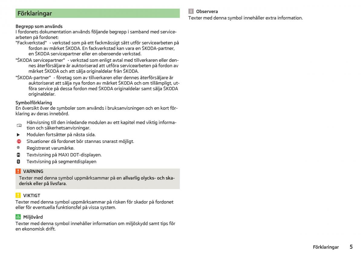 Skoda Rapid instruktionsbok / page 7