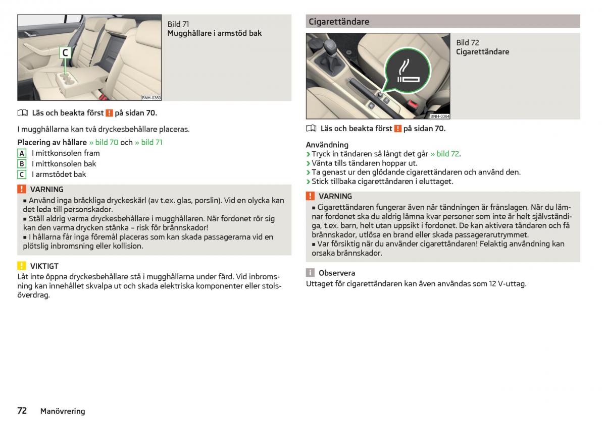 Skoda Rapid instruktionsbok / page 74