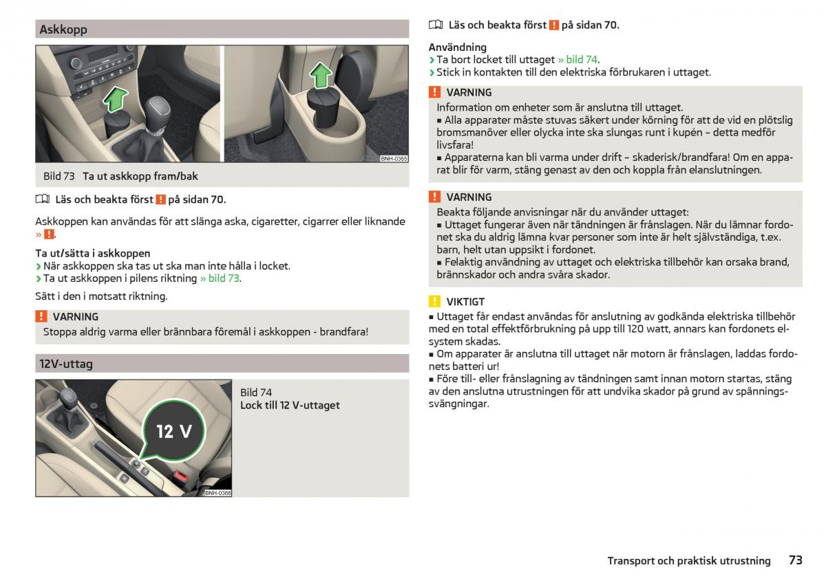 Skoda Rapid instruktionsbok / page 75