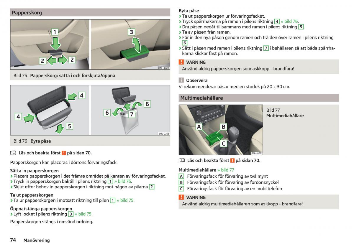 Skoda Rapid instruktionsbok / page 76