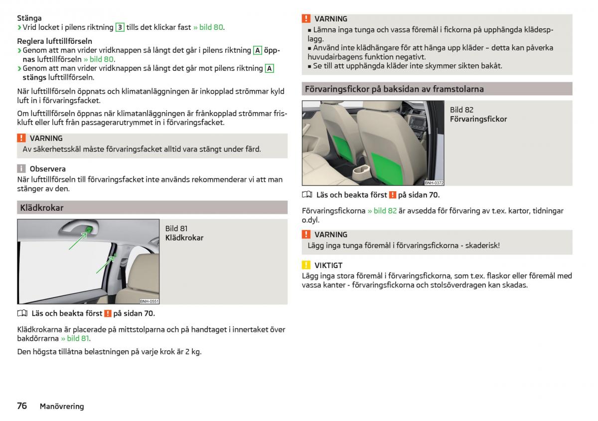 Skoda Rapid instruktionsbok / page 78