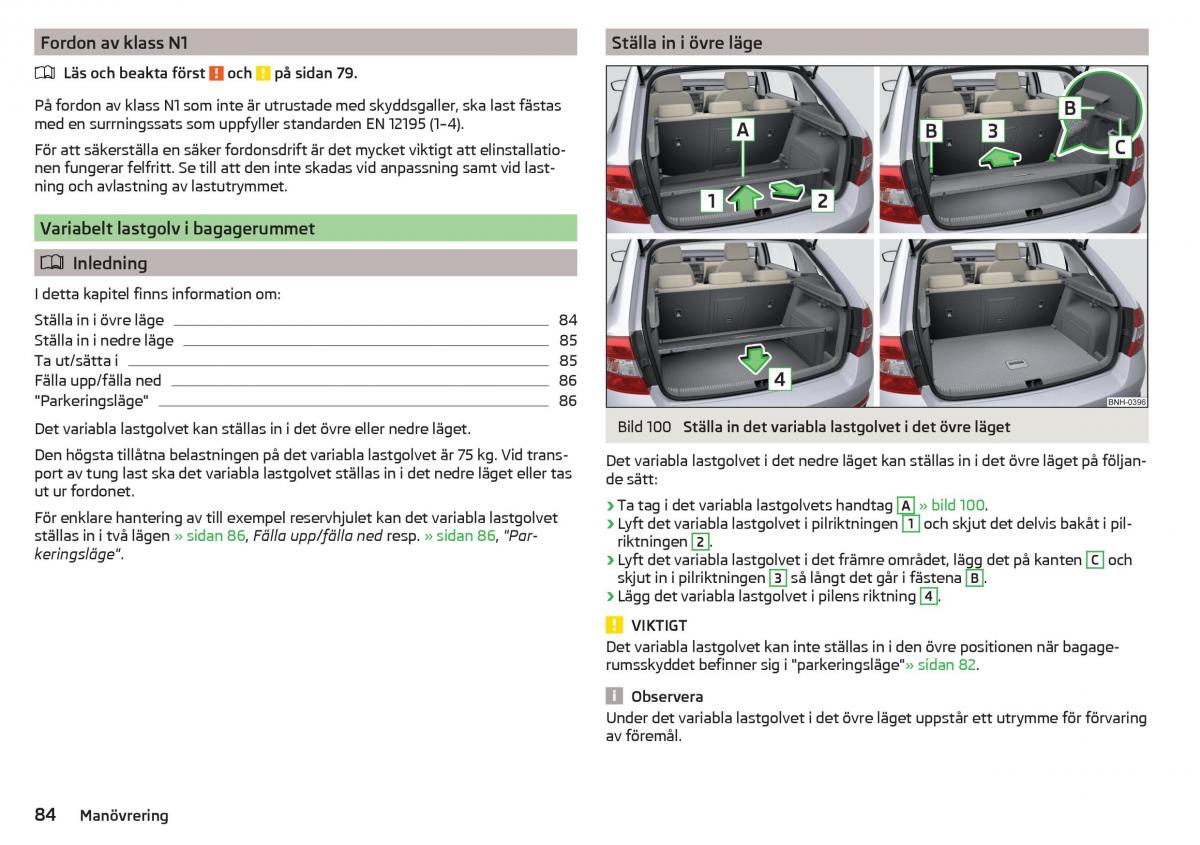 Skoda Rapid instruktionsbok / page 86