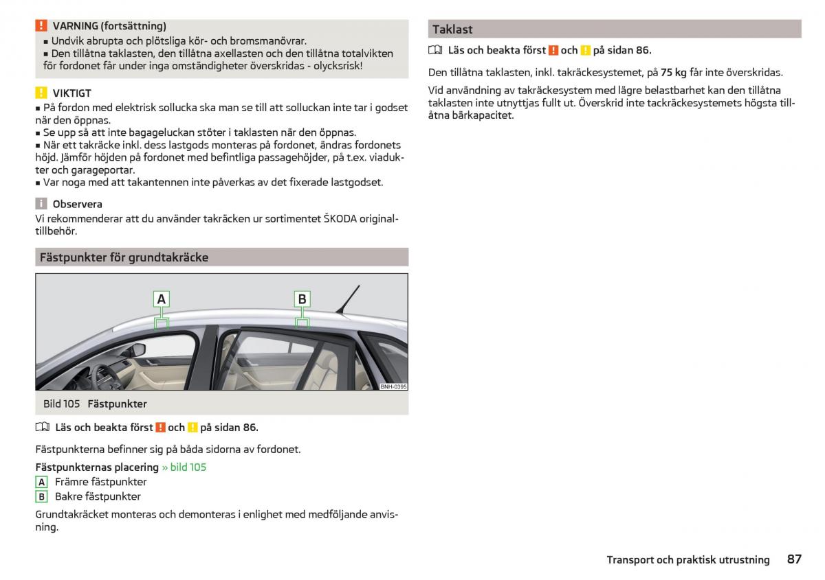 Skoda Rapid instruktionsbok / page 89