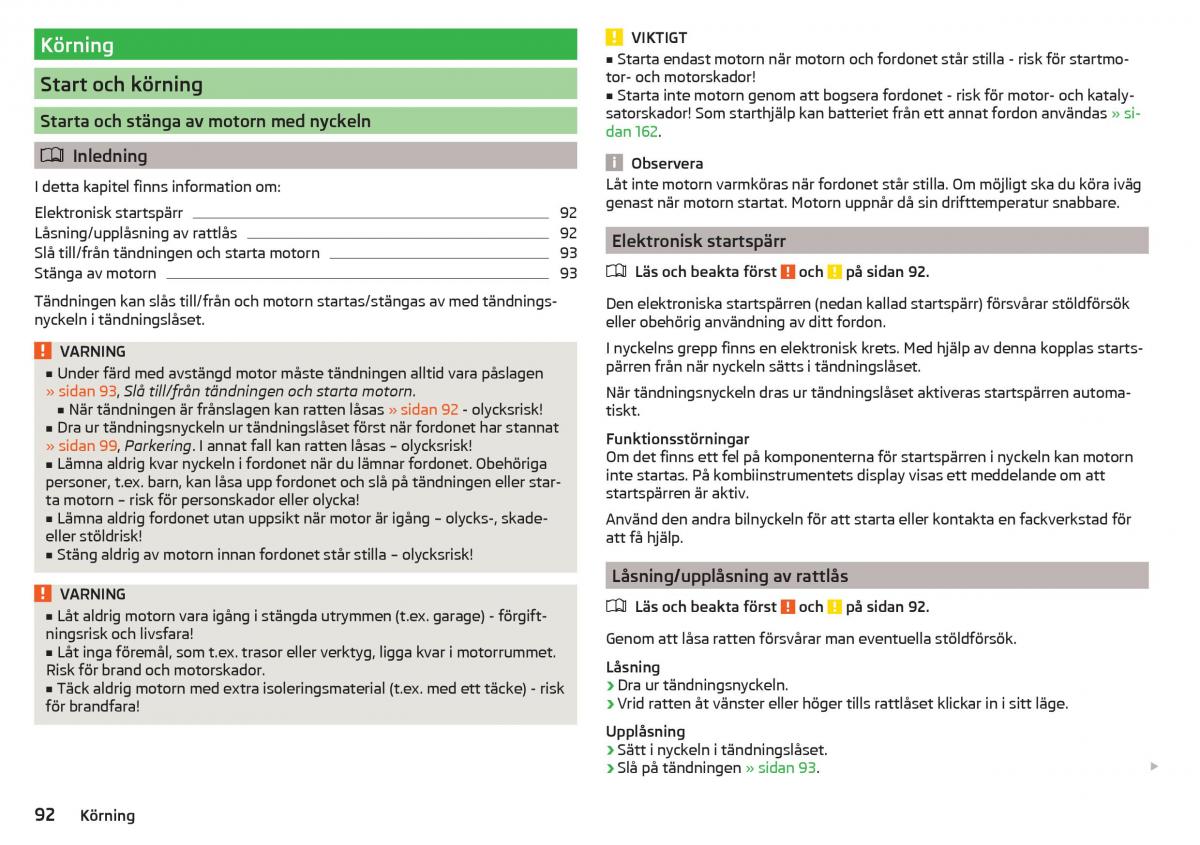 Skoda Rapid instruktionsbok / page 94