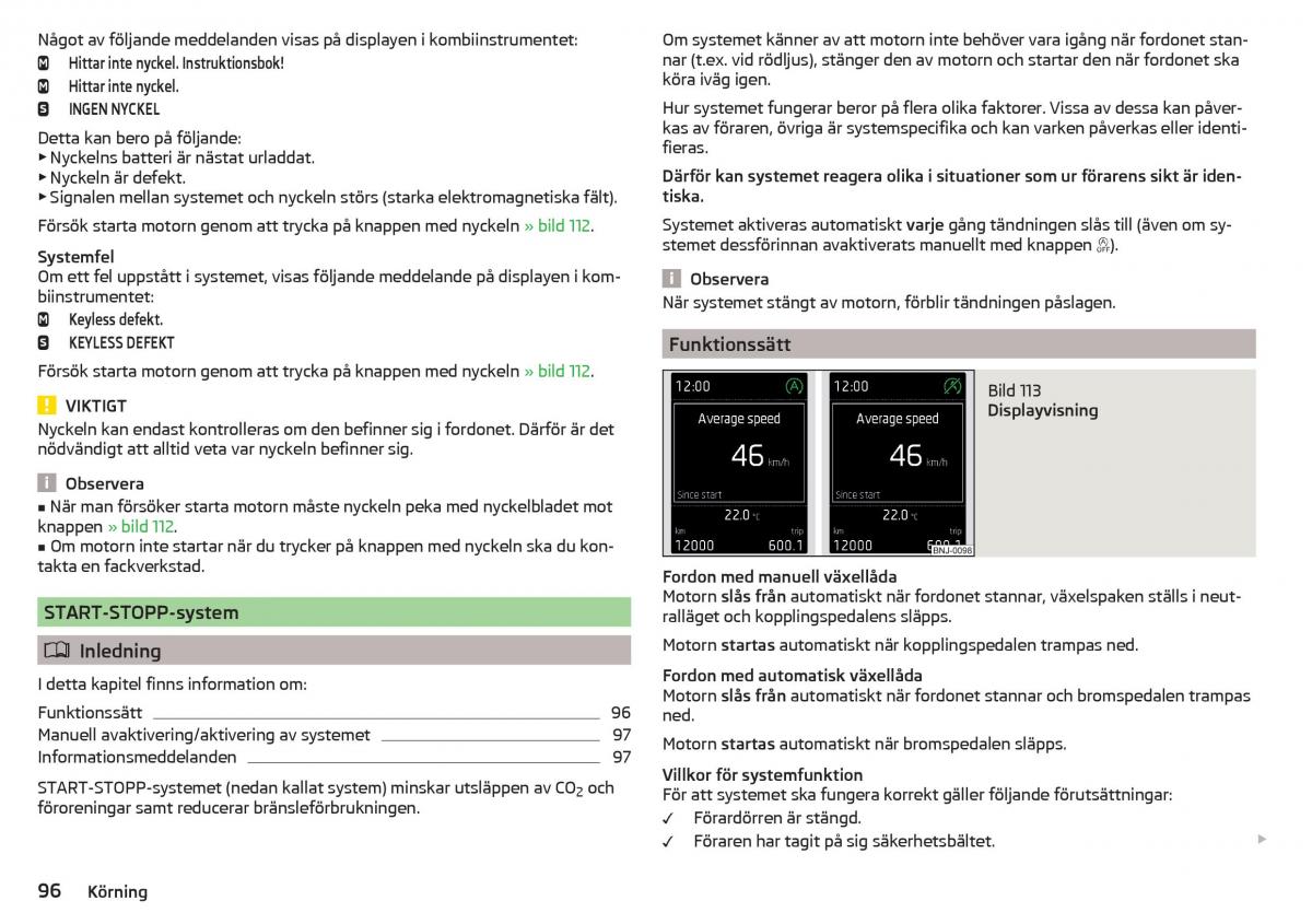 Skoda Rapid instruktionsbok / page 98