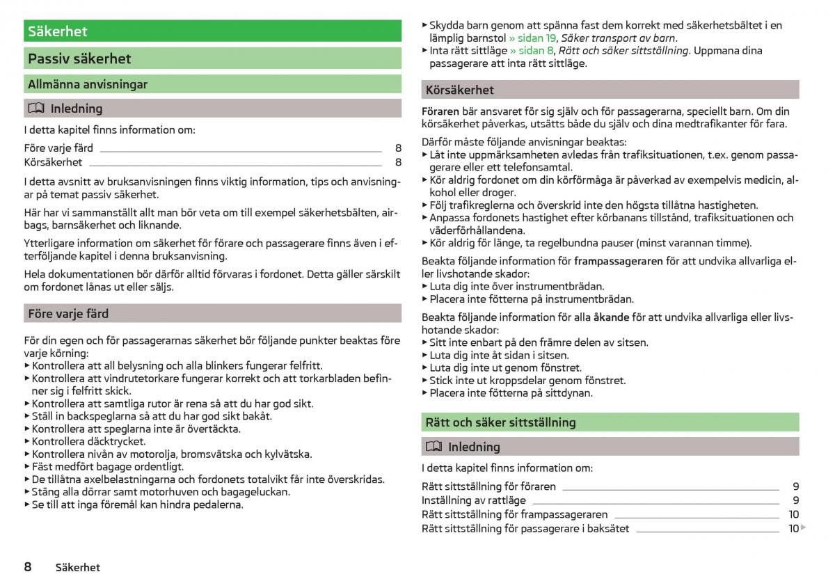 Skoda Rapid instruktionsbok / page 10