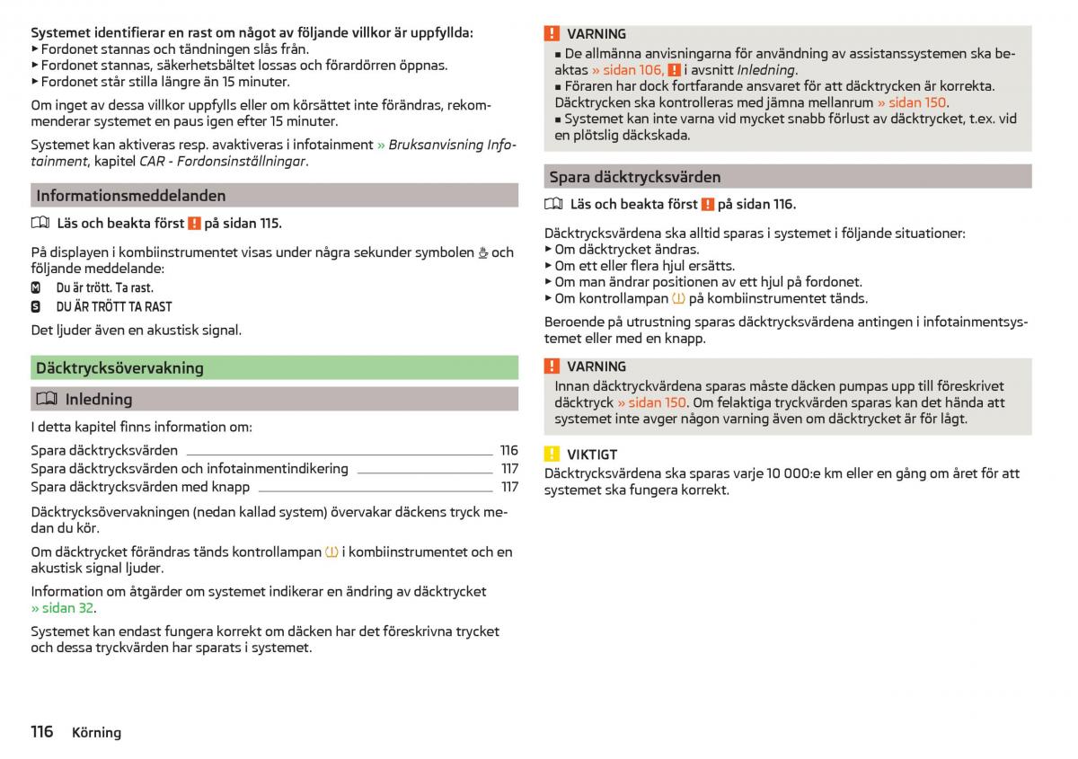 Skoda Rapid instruktionsbok / page 118