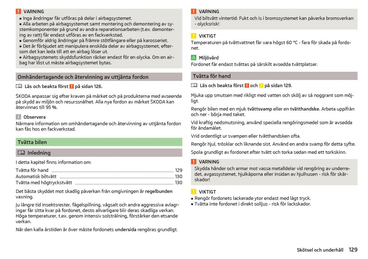 Skoda Rapid instruktionsbok / page 131