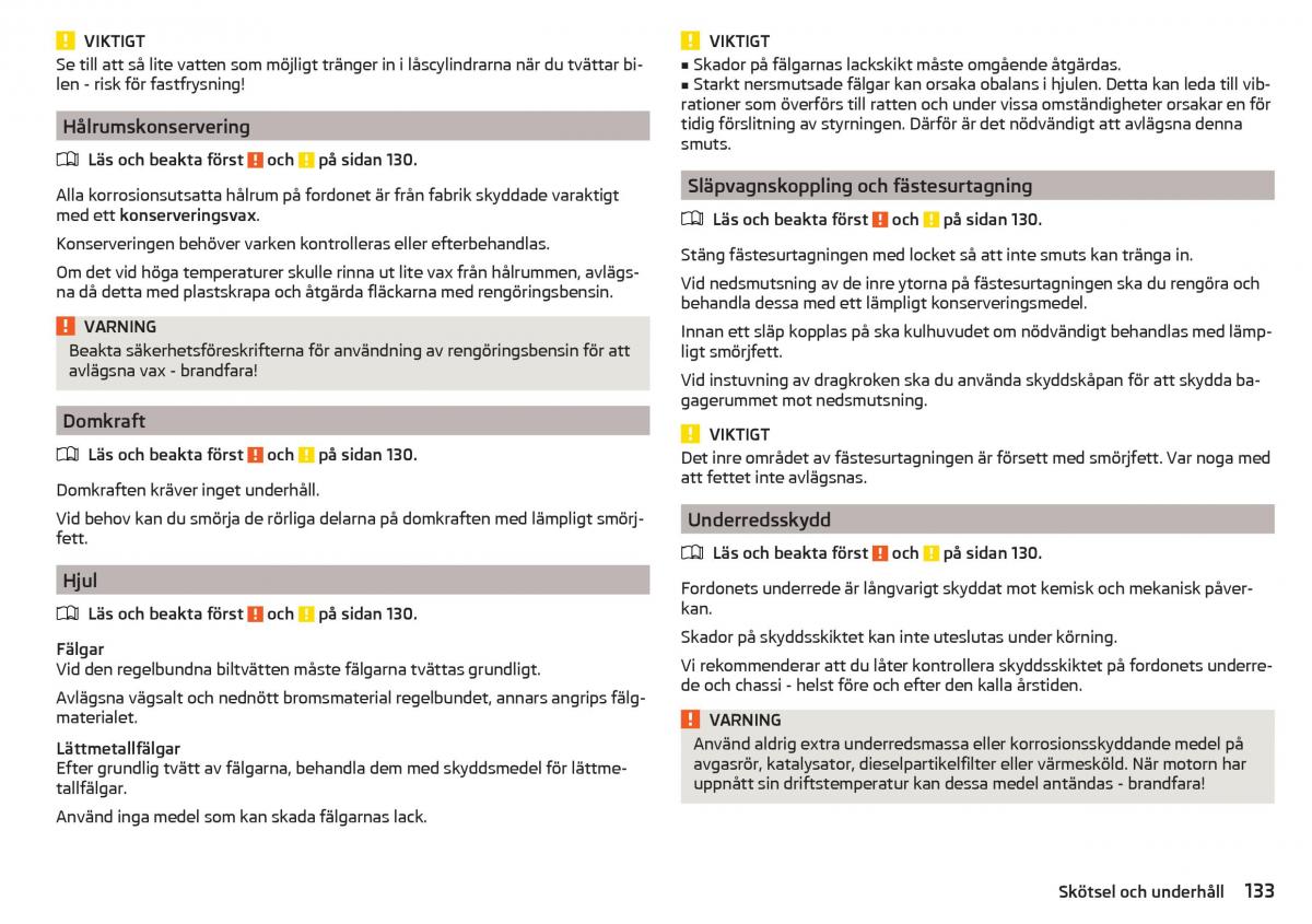 Skoda Rapid instruktionsbok / page 135