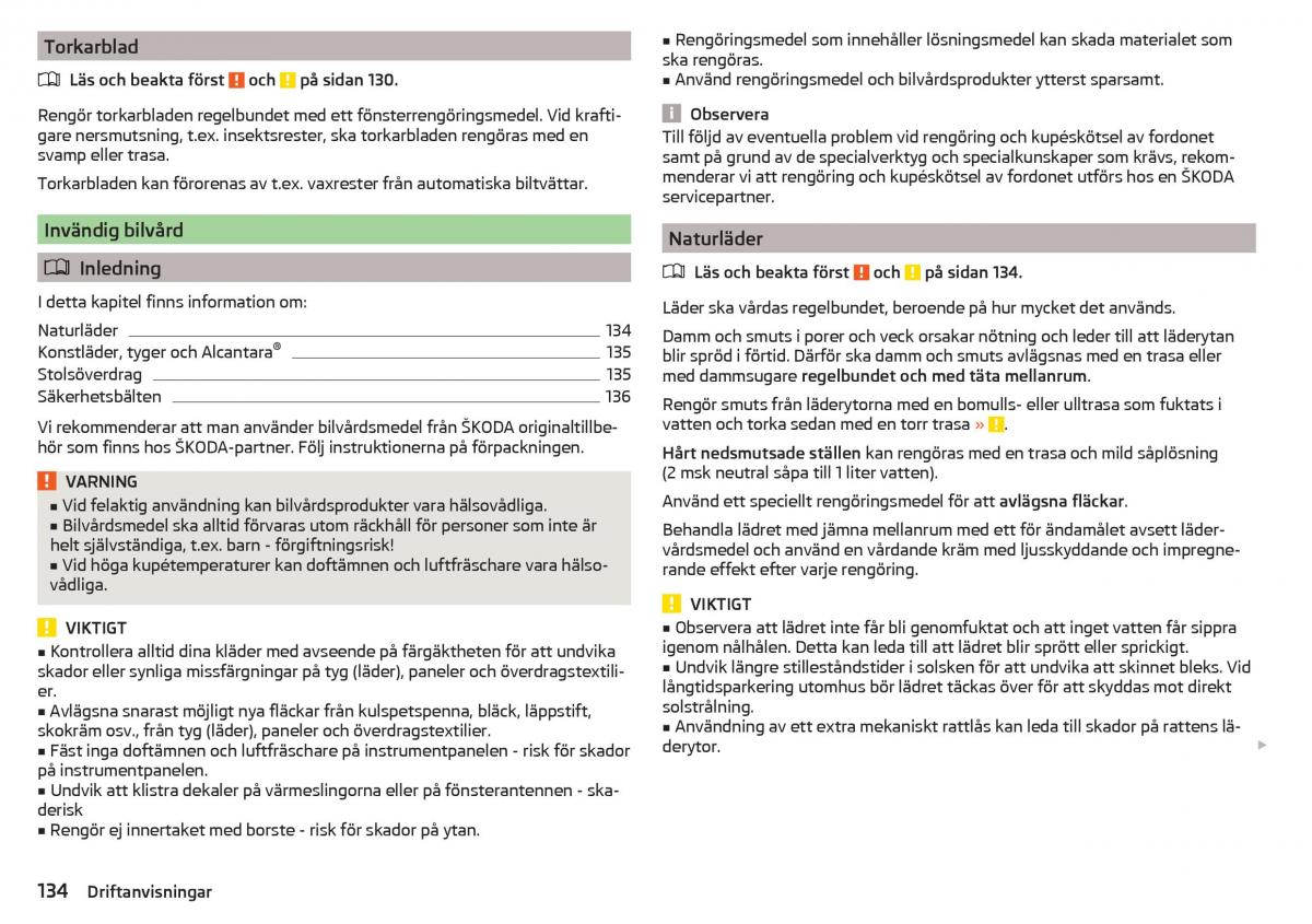 Skoda Rapid instruktionsbok / page 136